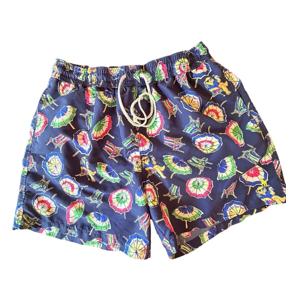 Polo Ralph Lauren Traveler Classic Swim Trunk 5.75 XL Umbrella Bear logo lined